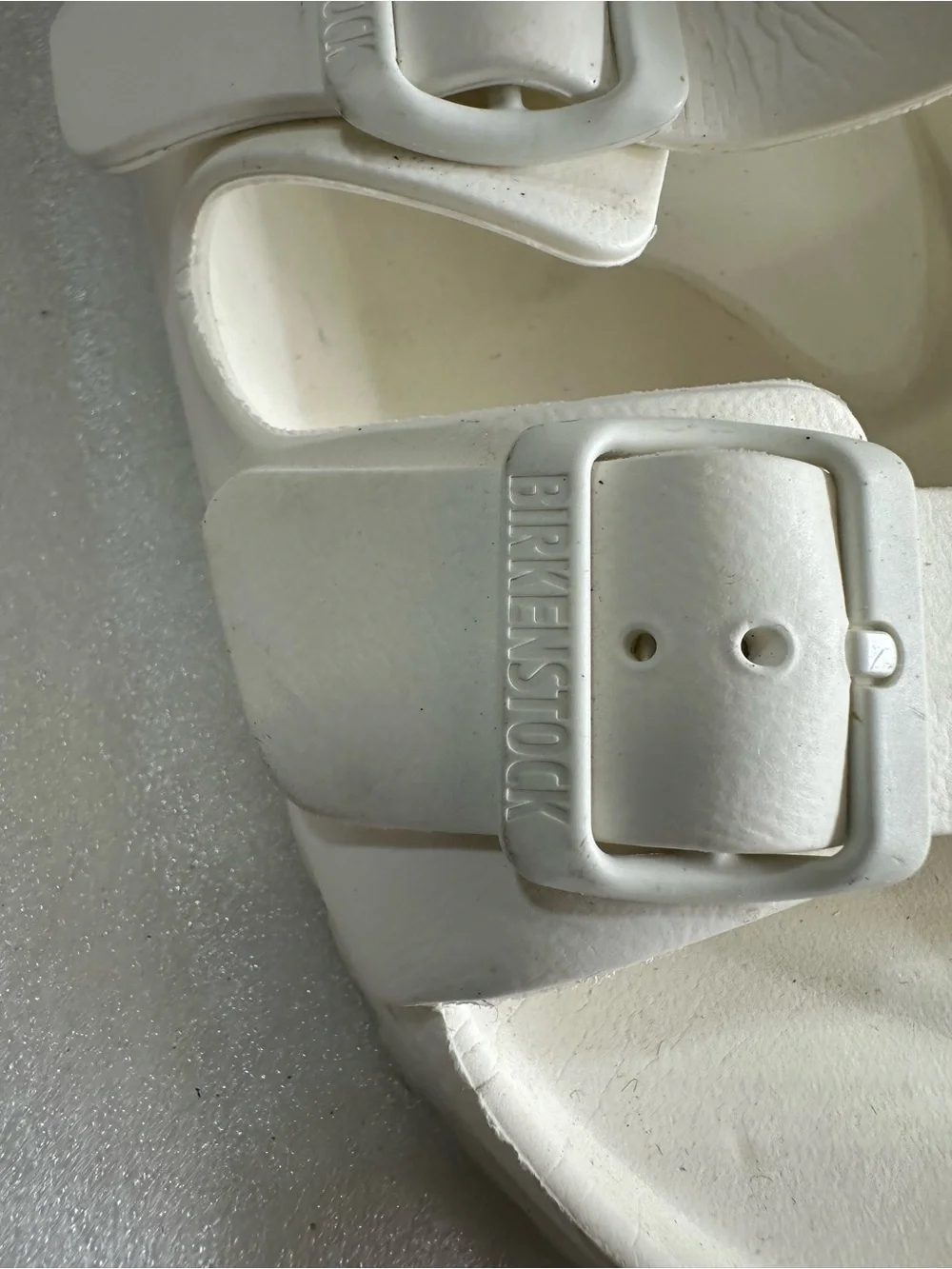 Men’s Birkenstock White Two-Strap Slide Sandals